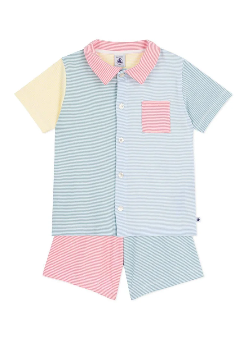 بيتي باتو Children's short stripy buttoned cotton pyjamas